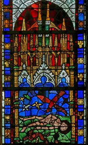 Fenster w10 mit dem verlassenen Leichnam des St. Vinzenz, der von einem Raben vor den Tieren geschützt wird